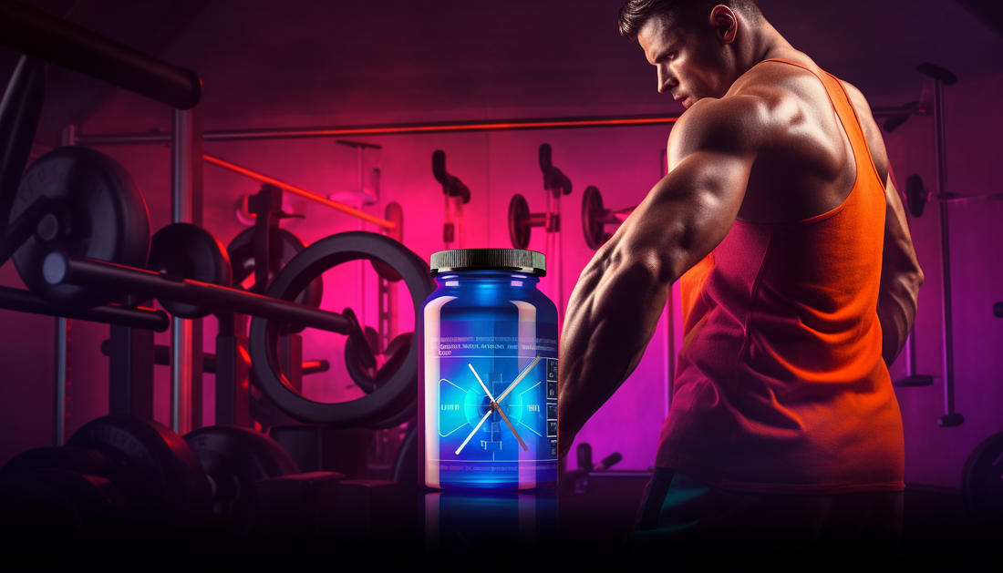 Man peacefully sleeping in bed with gym gear and a protein shaker on the nightstand, symbolizing sleep as the best pre-workout tool.